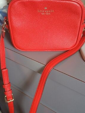 kate spade Red Pebbled Leather Crossbody Bag